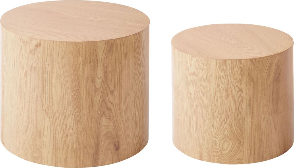 BELIANI Couchtisch 2er Set Hellbraun MDF Rund Japandi Stil Produktbild 