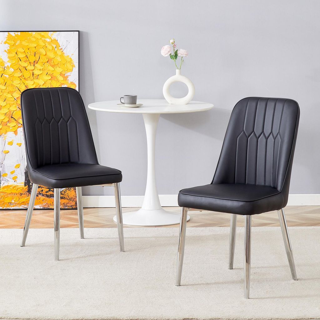 STILVORA Esszimmerstuhl 2er Set mit Tech-Stoff und ergonomischer Rückenlehne, Küchenstuhl mit Metallbeinen und stabiler Konstruktion, Polsterstuh...
