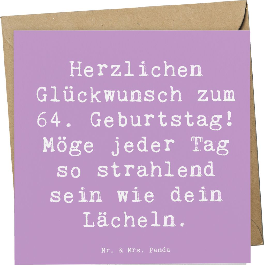 Mr. & Mrs. Panda Klappkarte Spruch 64. Geburtstag - Lavendeltraum - Geschenk, Happy Birthday, doppelkarte, Freude, faltkarte, Jubiläum, strahlend,...