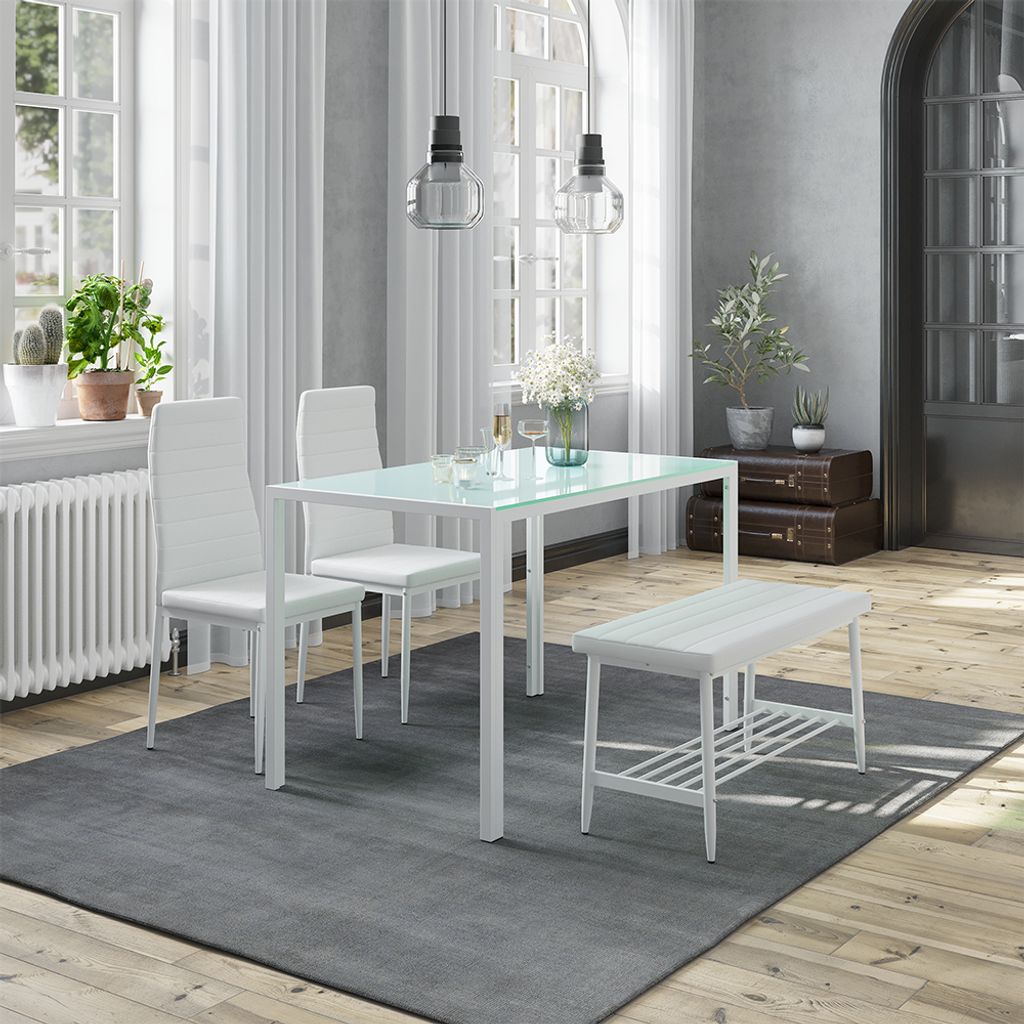 Esstisch-Set Vicco Grand Weiß 120 x 70 cm 4-teiliges Set, Model 51843