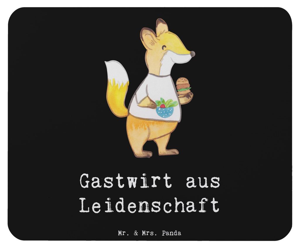 Mr. & Mrs. Panda Mousepad Gastwirt Leidenschaft - Schwarz - Geschenk, computer, Mauspad, laptop, Gaststätte, Mouse Pad, mousematte, Kneipe, Spruch...