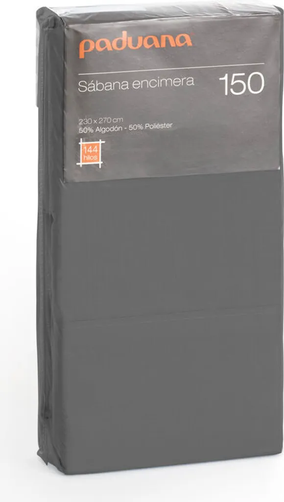 Drap plat gris foncé pour lit deux personnes 180 x 270 cm gamme Paduana