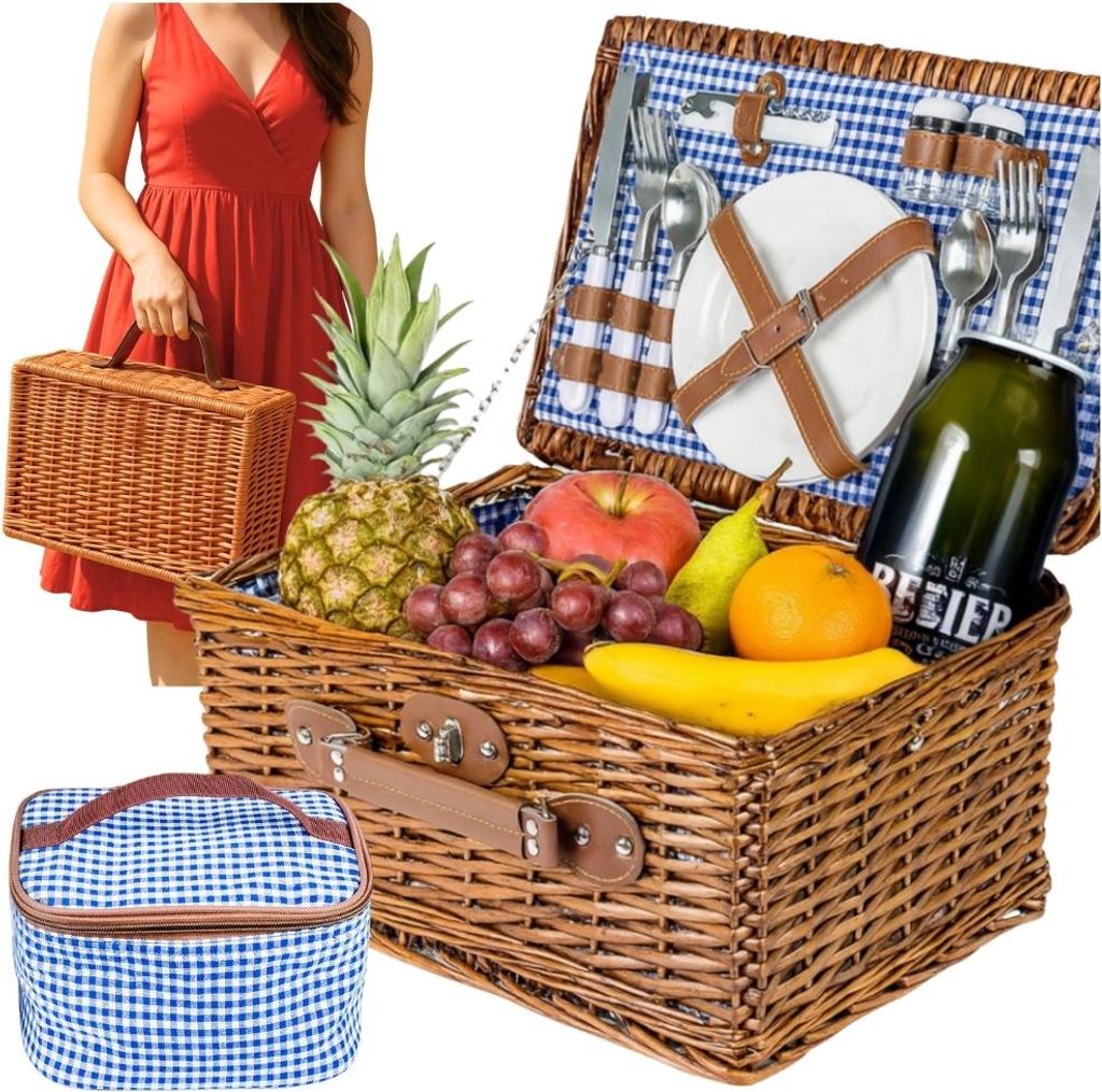 Panier pique-nique en osier pour 4 personnes, set de Image du produit 
