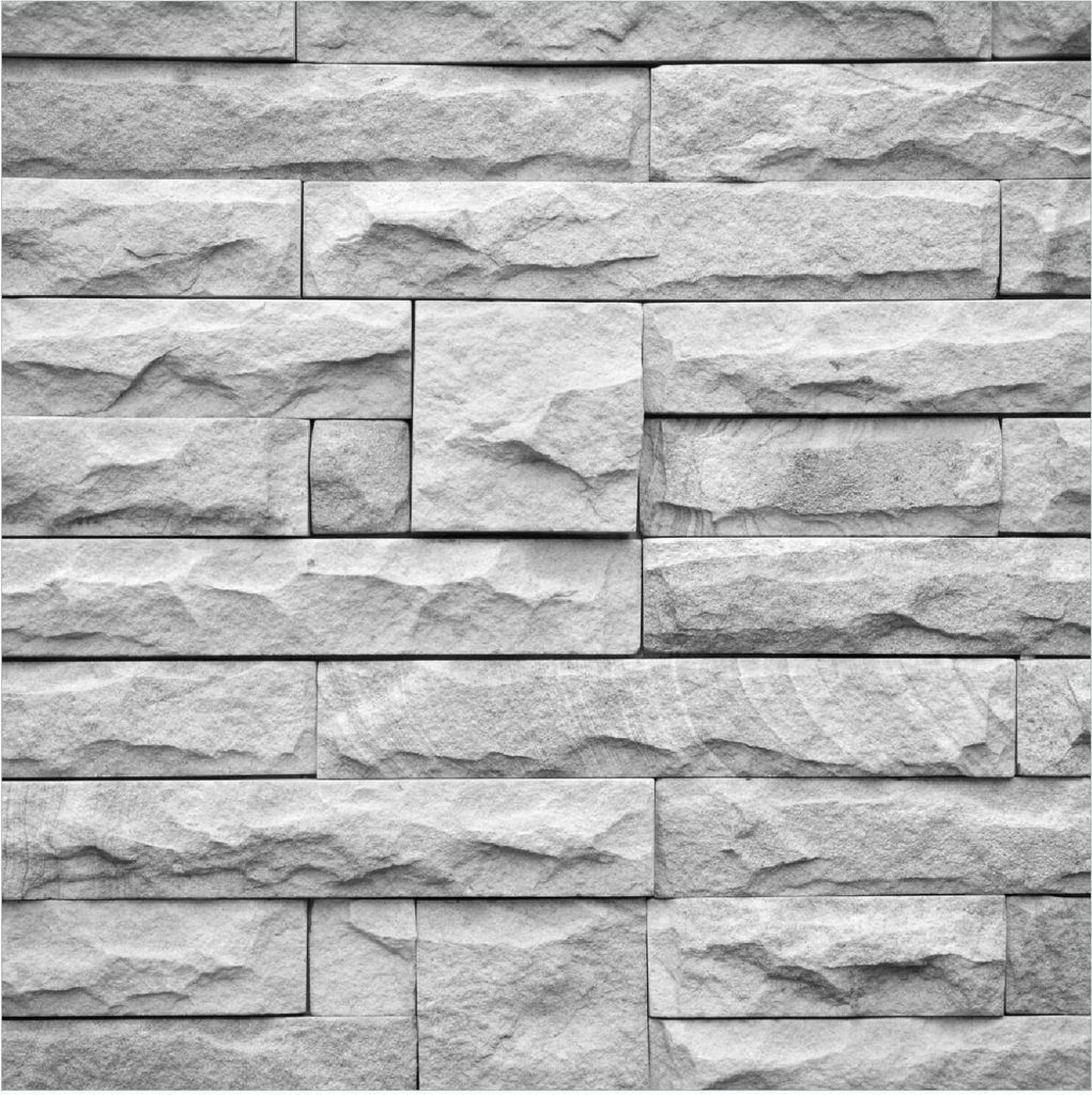 Wallario Premium Glasbild, freischwebende Optik, kräftige Farben, Größe 50 x 50 cm Motiv Steinwand grau