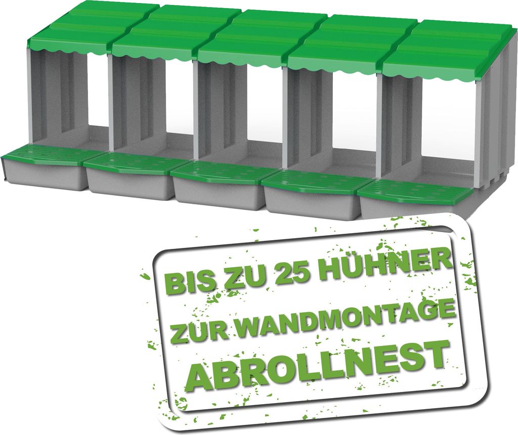 (5er) MeineHennen Hühner Legenest/ Abrollnest aus Kunststoff, 5 Abteile, LxHxB 51,5 x 46,5 x 139,7 cm