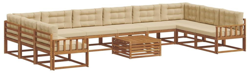 vidaXL Outdoor-Sofagarnitur mit Kissen 11 pcs Natur und Beige