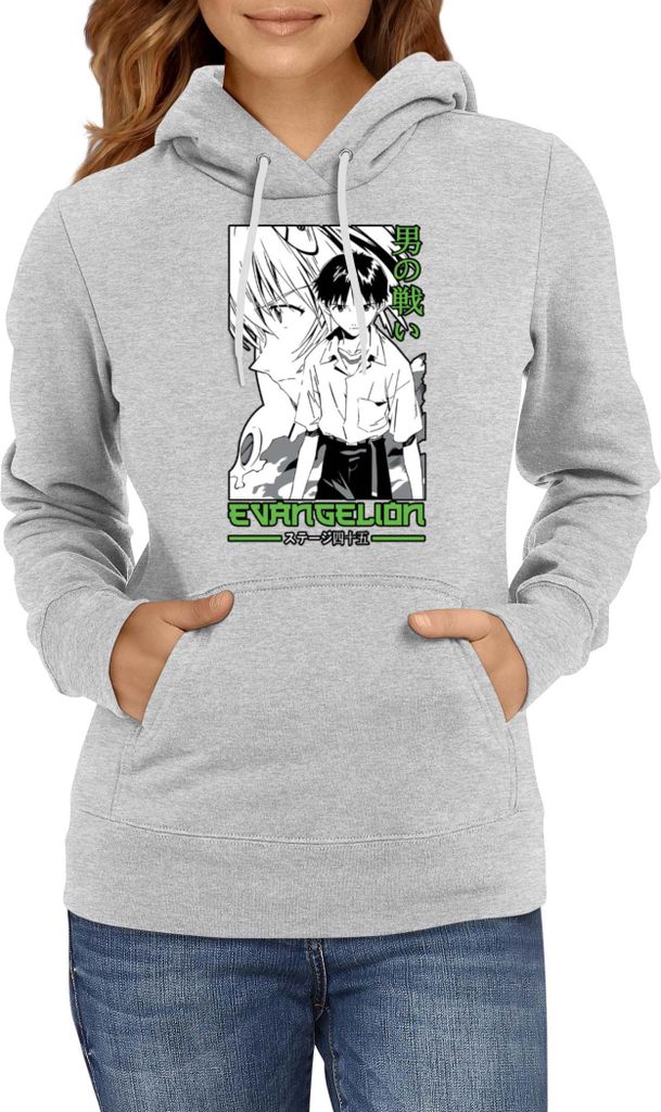 Damen Kapuzenpullover Manga Japan Anime Comics Animation Neon Anime Genesis Manga Evangelion Ikari 40, Lady S / Grau