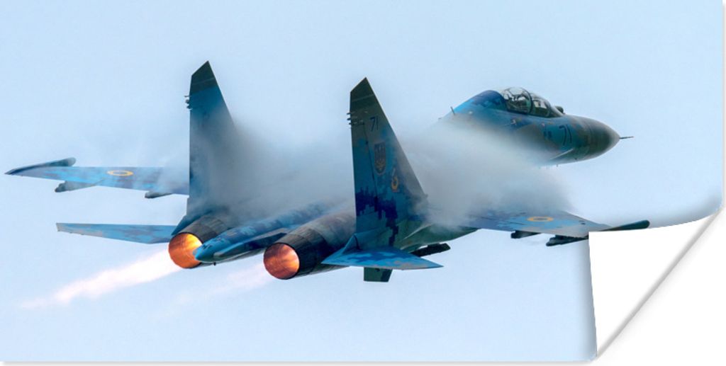 MuchoWow Poster Düsenjäger fliegt durch die Wolke 120x60 cm - Bild