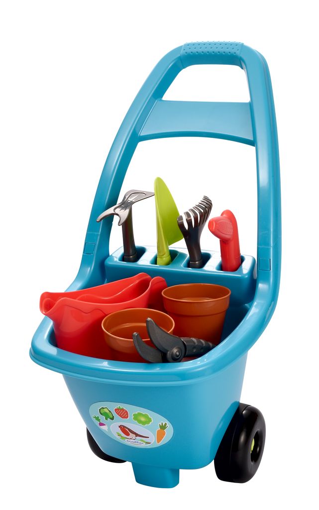 Carrello da giardino con attrezzi, vasi e annaffiatoio Immagine del prodotto 