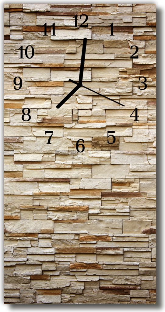 Tulup Glasuhr Wanduhr Küchenuhr Echt-Glas 30x60 DekoSteine Beige