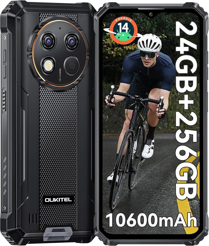 OUKITEL G1 Smartphone Incassable 24Go 256Go Android 14 Robuste 10600mAh