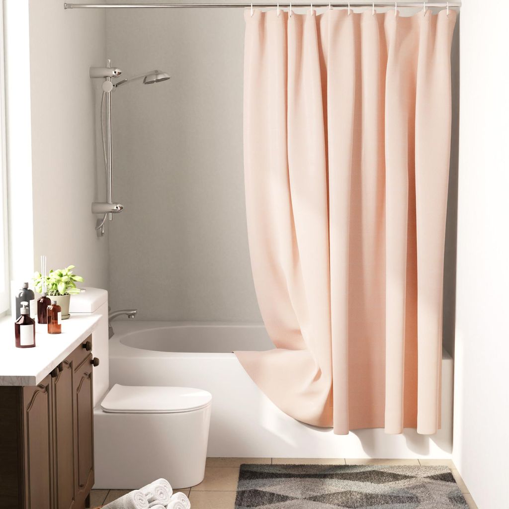Duschvorhang | Wasserdicht, schimmel- und mehltaufest | Waschbarer Duschvorhang aus Polyester, ZZ Peach, inklusive 10 Haken | Einfache Montage | Sc...