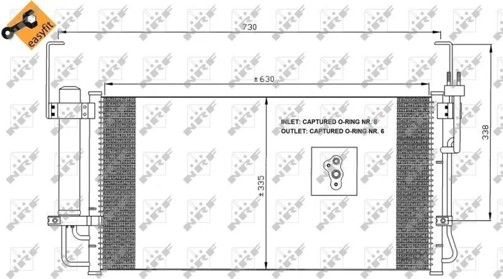 Condenseur clim en aluminium anticorrosion avec sécheur NRF 35429