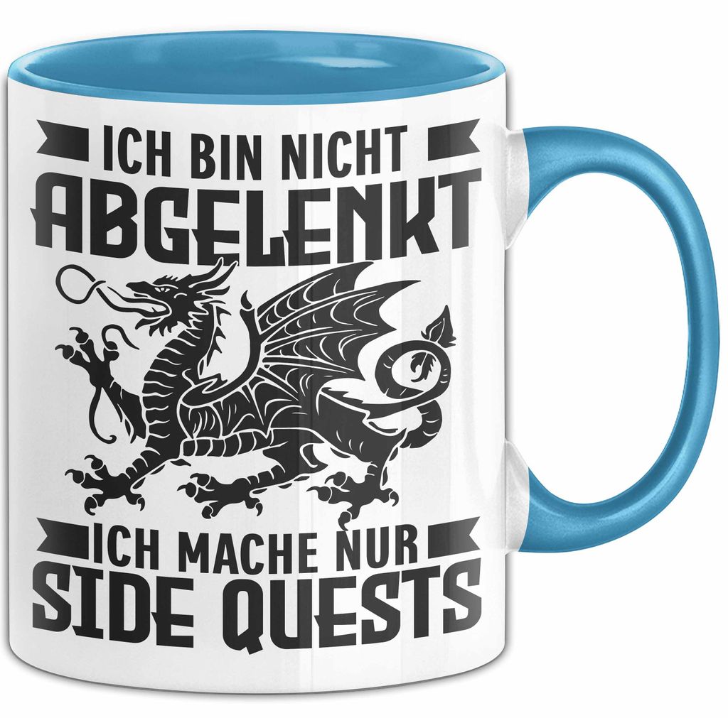 Gaming Tasse Geschenk Ich Bin Nicht Abgelenkt Ich Mache Nur Sidequests (Blau)