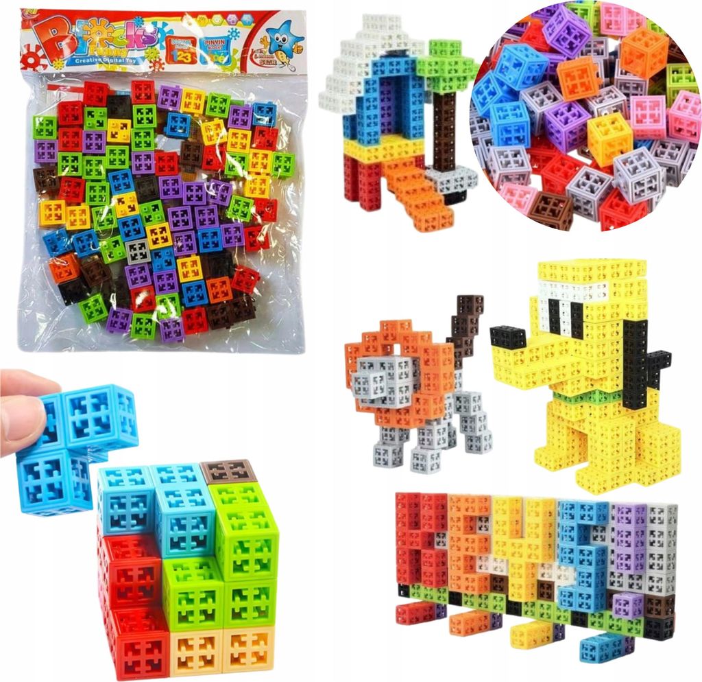 Trifox Bausteine 3 Jahre + Bunte kreative 4D-Quadrate