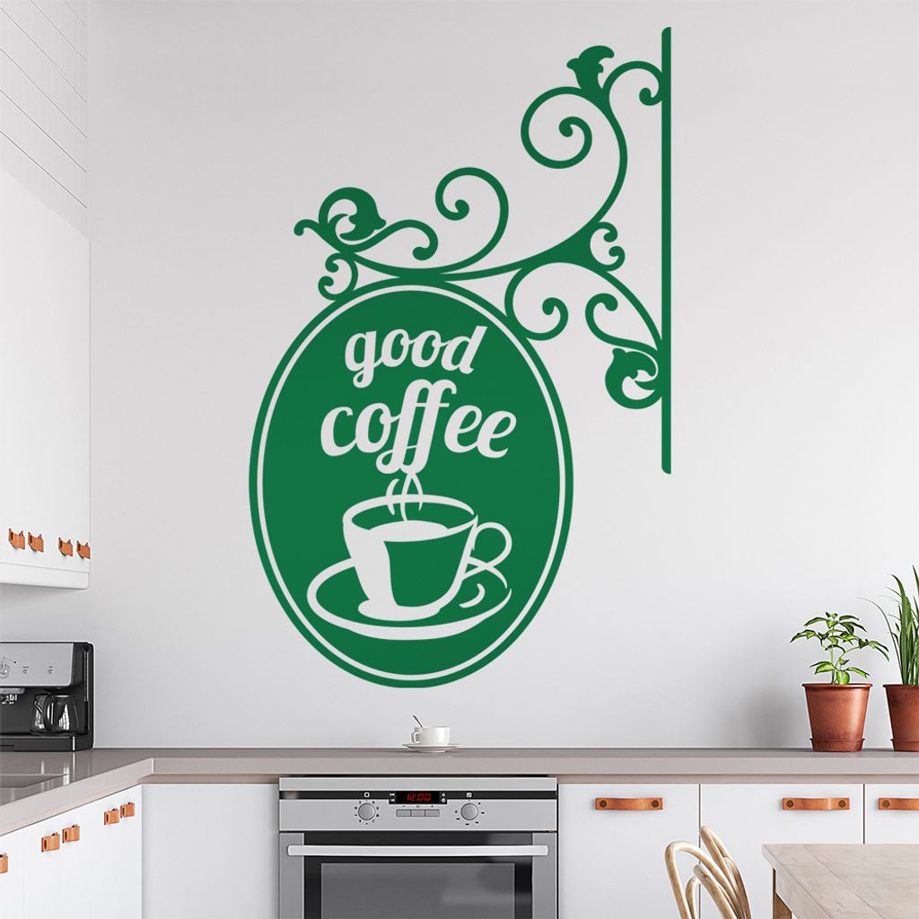 good coffee sign Wandtattoo in 6 Größen - Wandaufkleber Wall Sticker - Dekoration, Küche, Wohnzimmer, Schlafzimmer, Badezimmer