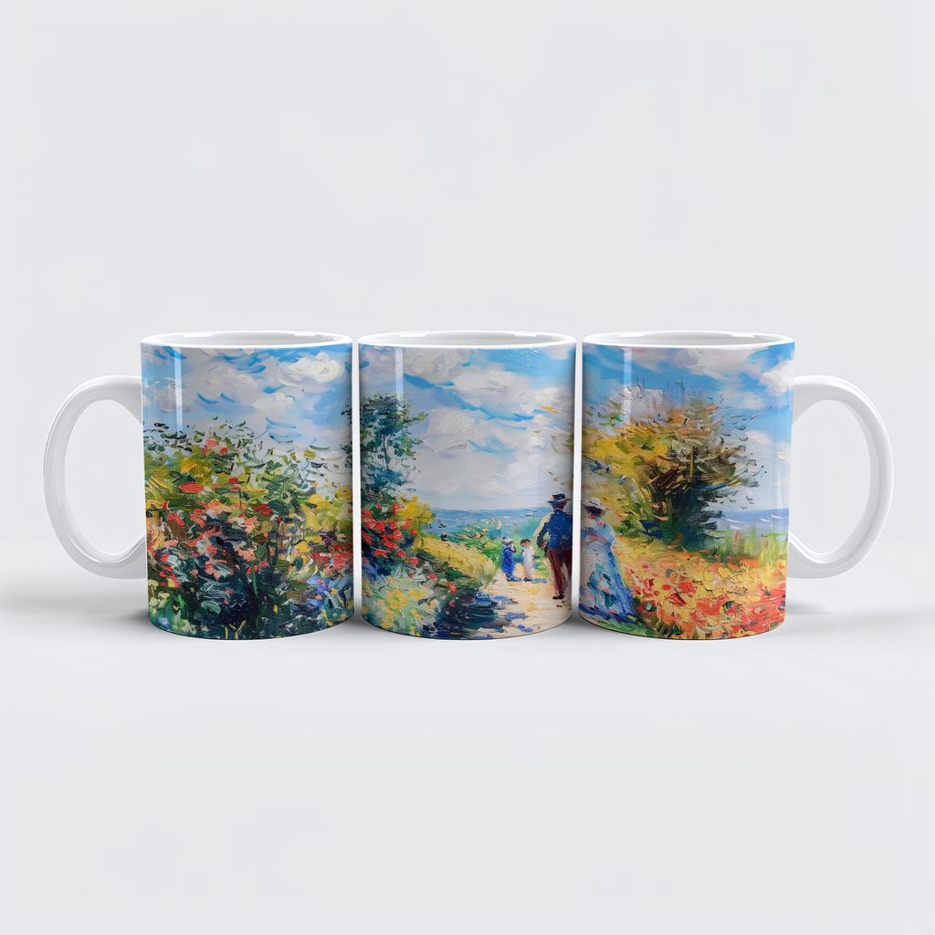 raxxa Premium-Tasse "Couple on garden path by the lake"