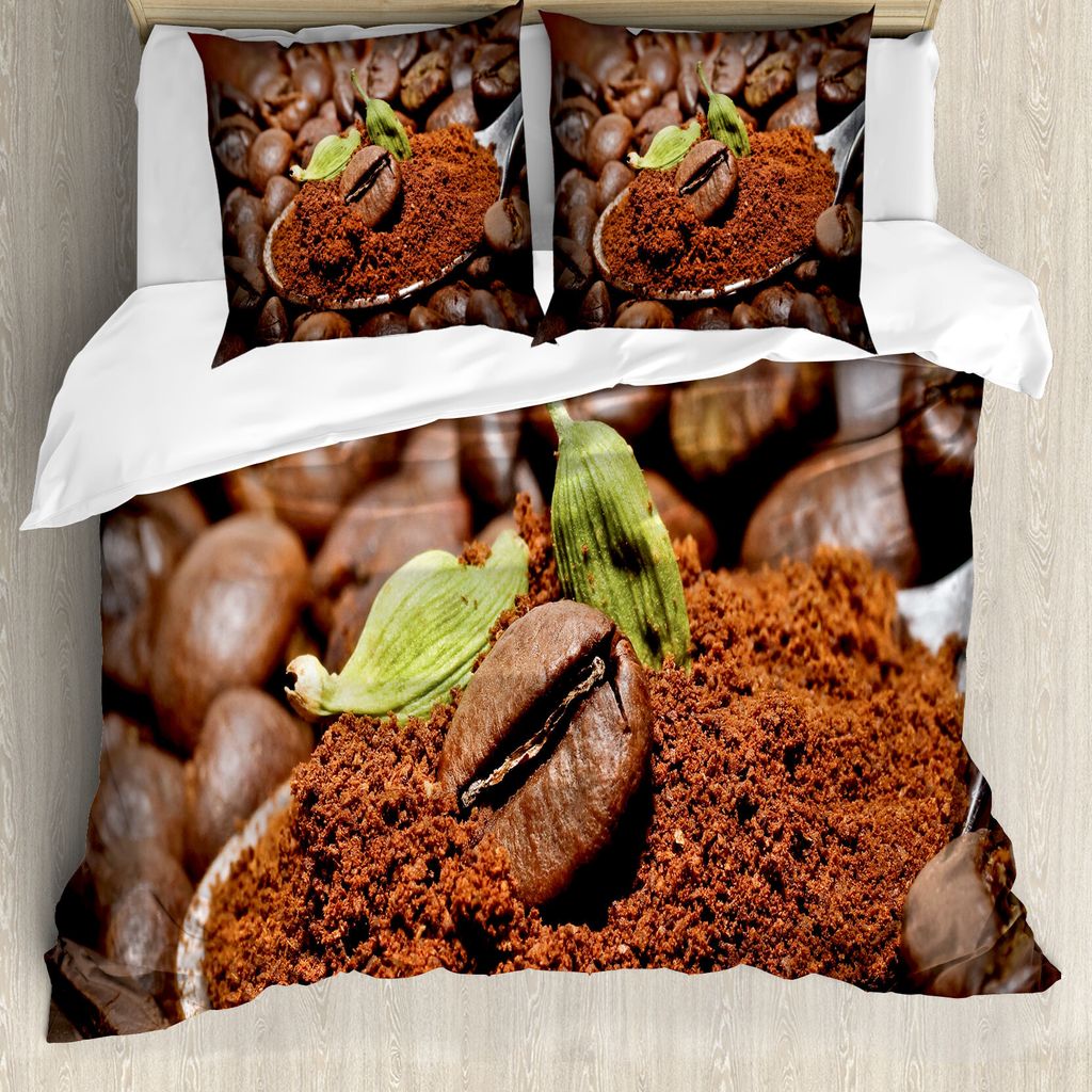 ABAKUHAUS Kaffee Bettbezug, Flavor of Green Kardamom, Milbensicher Allergiker geeignet mit Kissenbezügen, 200 cm x 200 cm - 80 x 80 cm, Braun, Gr...