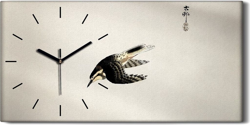 Küche Wohnzimmer Wand Leinwand Uhr 60x30 Malerei Asiatische Tier Vogel Kunst - schwarze Hände