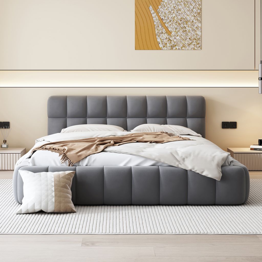 okwish Polsterbett 140 x 190 cm mit weicher Rückenlehne und Produktbild 4
