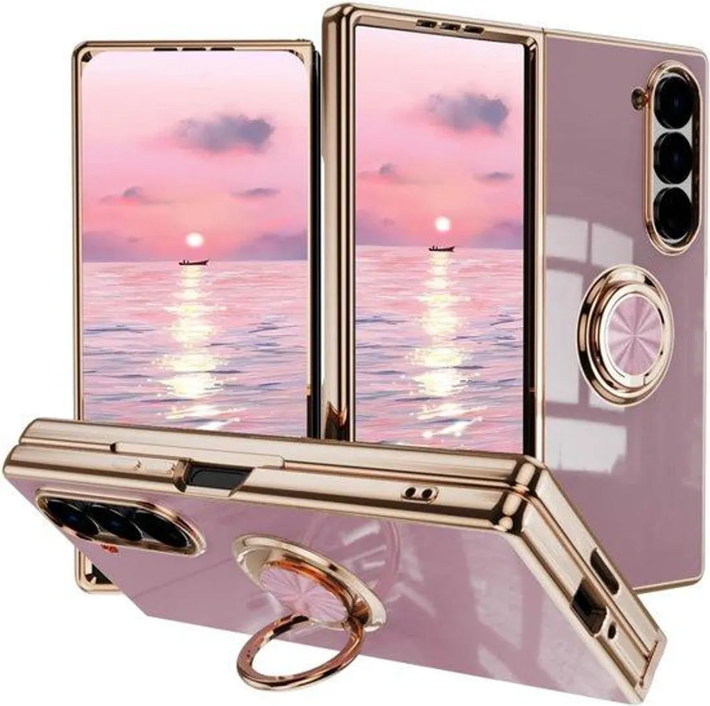 Coque antichoc silicone pliable avec anneau rotatif 360 violet