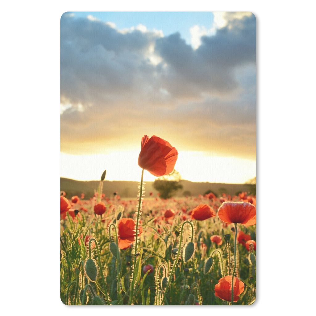 MuchoWow Mauspad Mousepad Bunter Himmel über vielen Mohnblumen 18x27 cm - Mousepads - Maus Mat - Pad - Mausunterlage