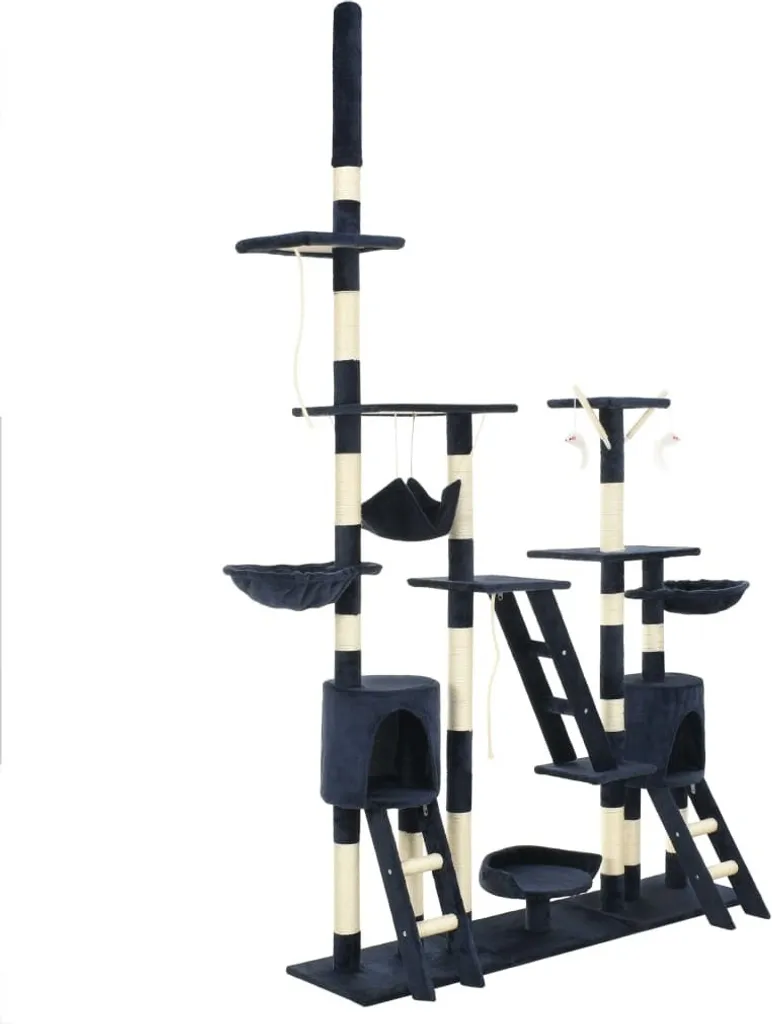 The Living Store Arbre à chat bleu avec griffoirs en sisal 230-250 cm
