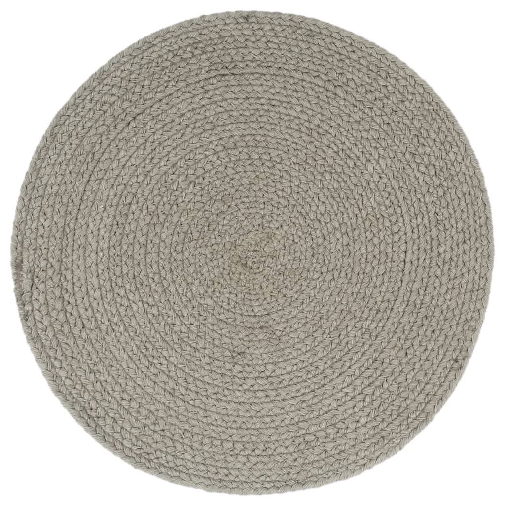 vidaXL Tovagliette 6 pz. Grigio 38 cm Rotondo Cotone Immagine del prodotto 