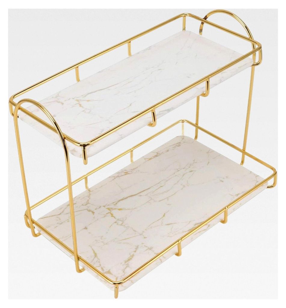 Badezimmer-Organizer für Arbeitsplatte, Parfüm- und Make-up-Aufbewahrung, Kosmetikregal, 2-Ebenen-Waschtisch, Kommode, Küche, Gewürzregal (L)