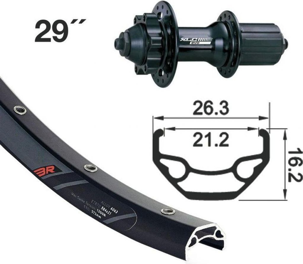 H-Rad 29" XLC EVO DC22LW 6-L. sw QR 32L Rodi Black Rock Produktbild 