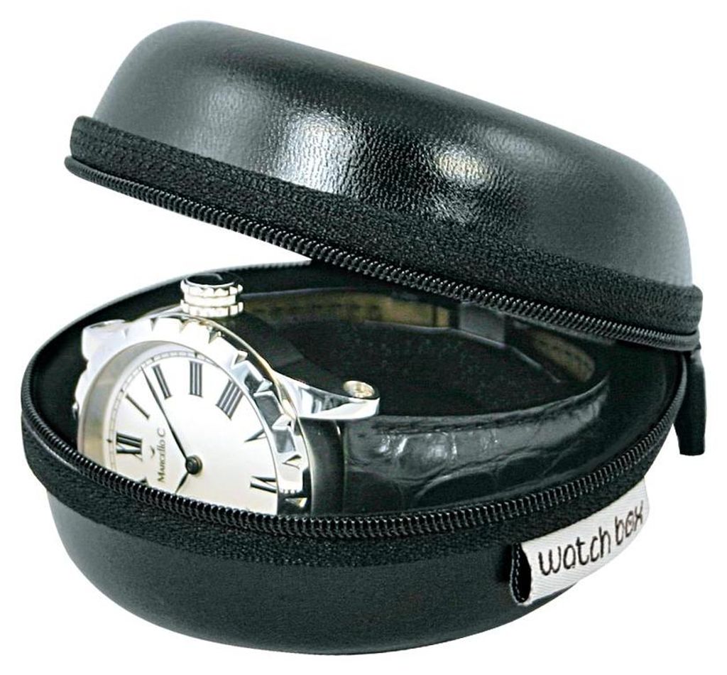 Watch Box Donut Small Reisehülle Glänzendes Kunstleder Schwarz