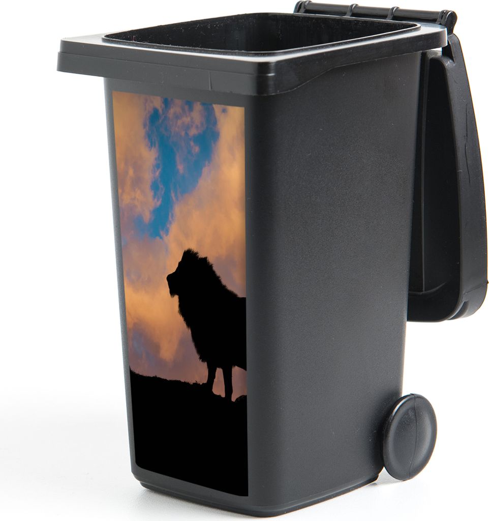 MuchoWow Mülltonnenaufkleber Löwe - Sonnenuntergang - Wild 44x98 cm - Containeraufkleber - Aufkleber - Mülltonnen-Aufkleber