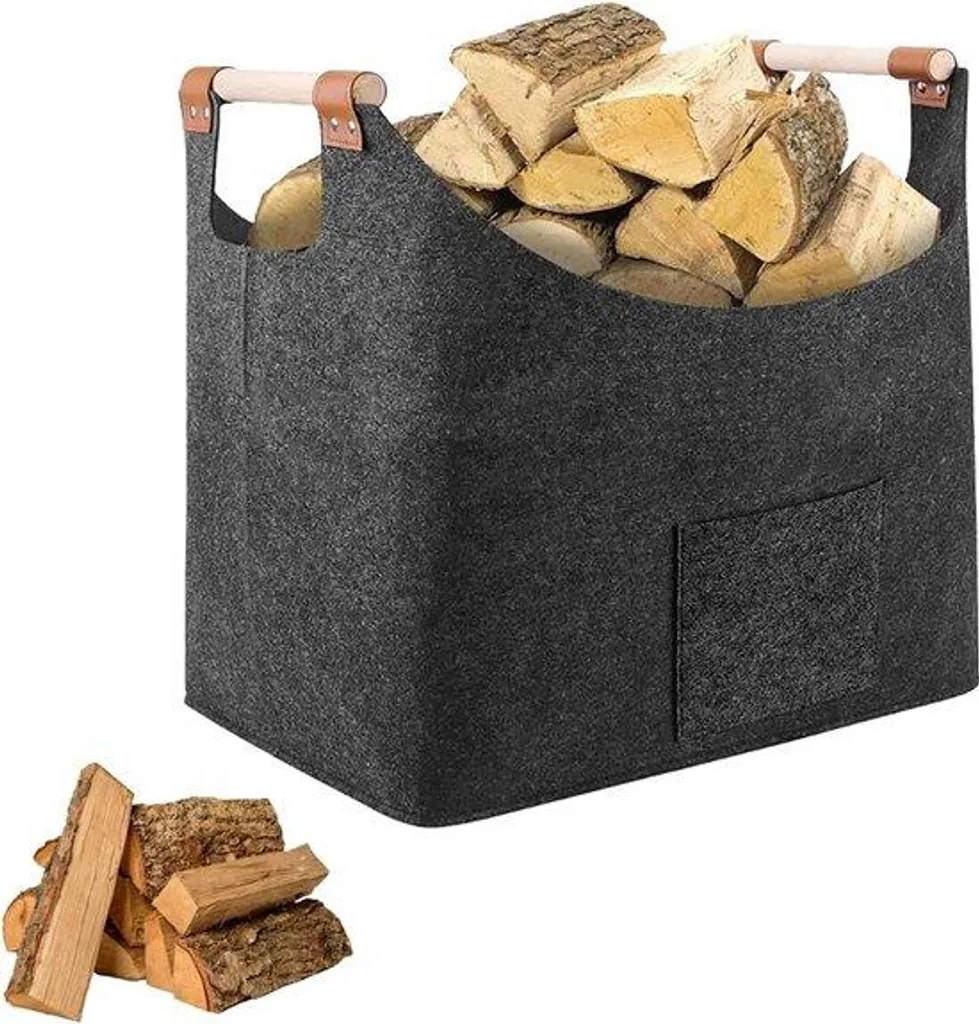 Panier à bois pliable en métal gris : finissez-en avec le désordre au sol