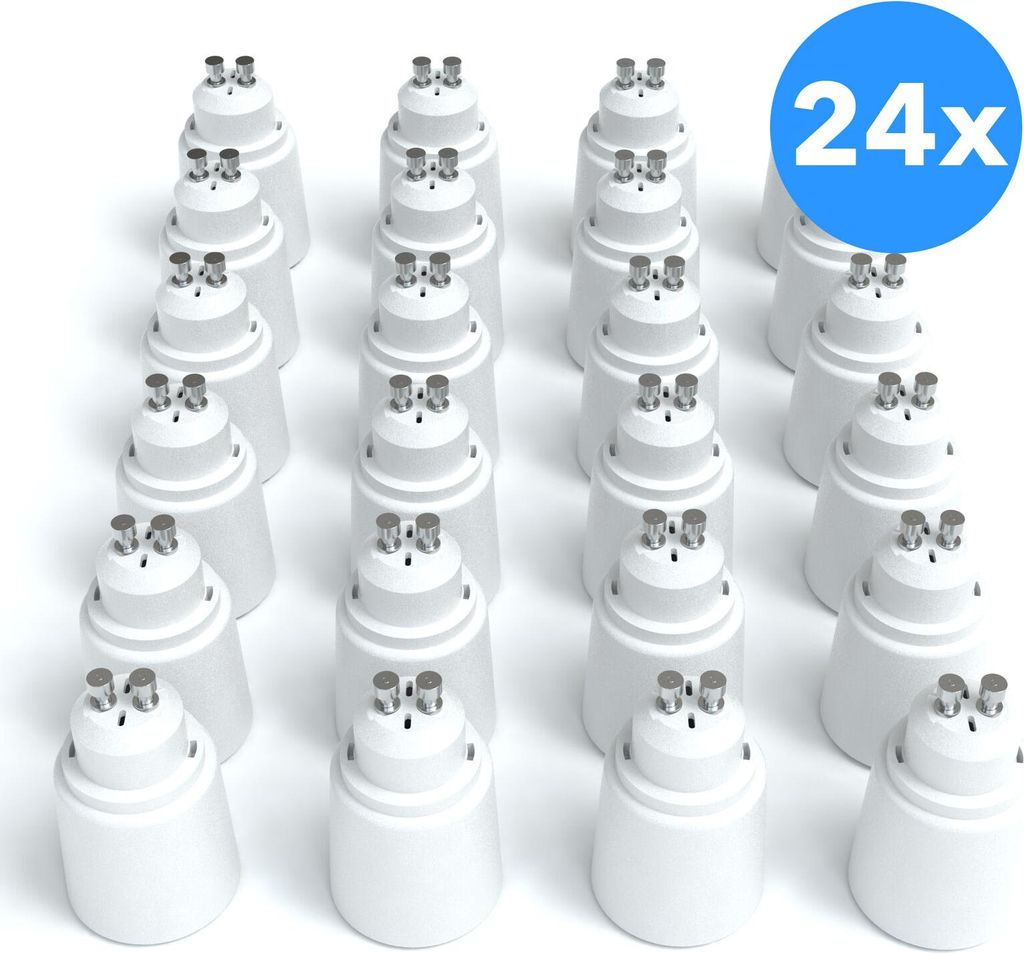 EAZY CASE 24x Lampensockel Adapter (GU10->E27) - Konverter GU10 Fassung auf E27 Lampenadapter, für LED-/Halogen- und Energiesparlampen Sockeladapt...