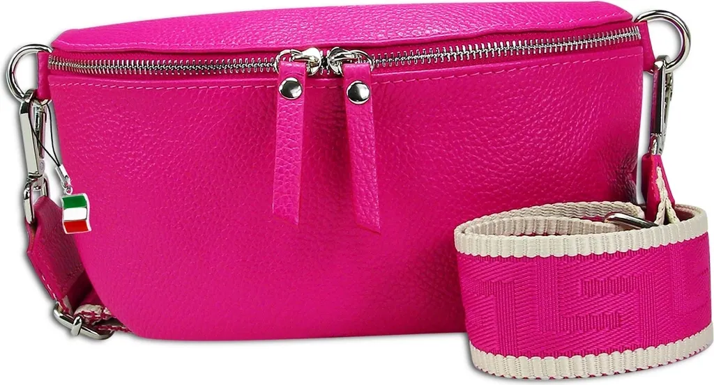 Sac banane en cuir rose Florence, petit sac bandoulière tendance chic