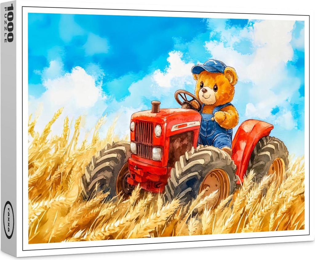 raxxa Premium-Puzzle "Teddy Bear Driving a Tractor in Wheat Field", 1000 Teile