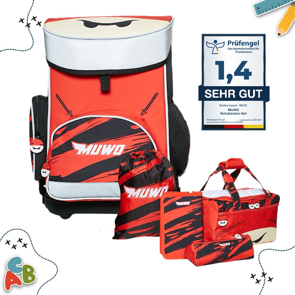 MUWO 5-tlg. Kinder Schulranzen Set – Leicht & Ergonomisch, Produktbild 6