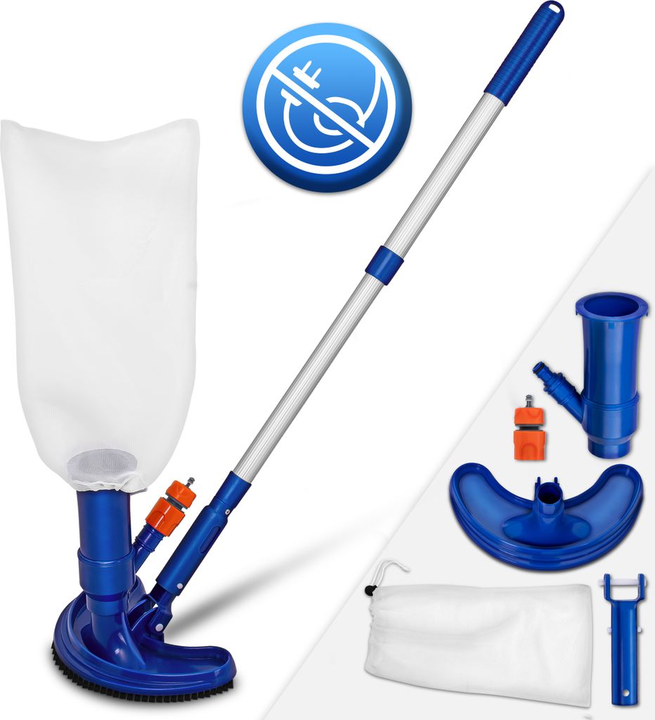 tillvex Pool Bodensauger Set | Poolsauger mit Saugbürste Teleskopstange Auffangsack Gartenschlauch-Anschluss Sauger | Venturibodensauger Reinigung...