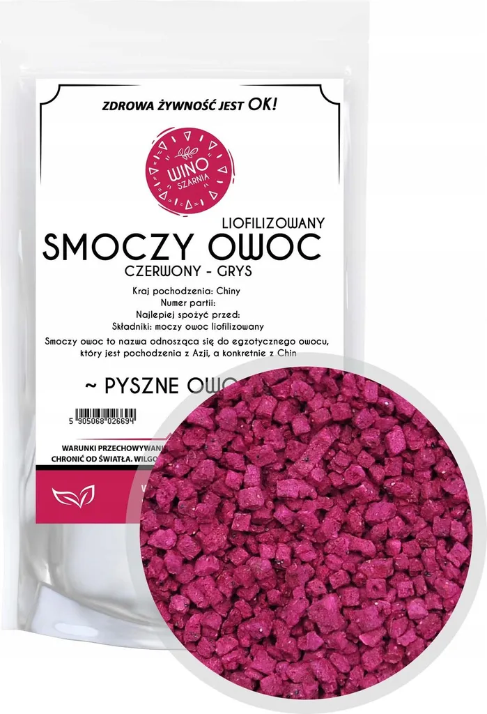 Gruau lyophilisé au fruit du dragon rose pitaya - Sachet de 100g premium
