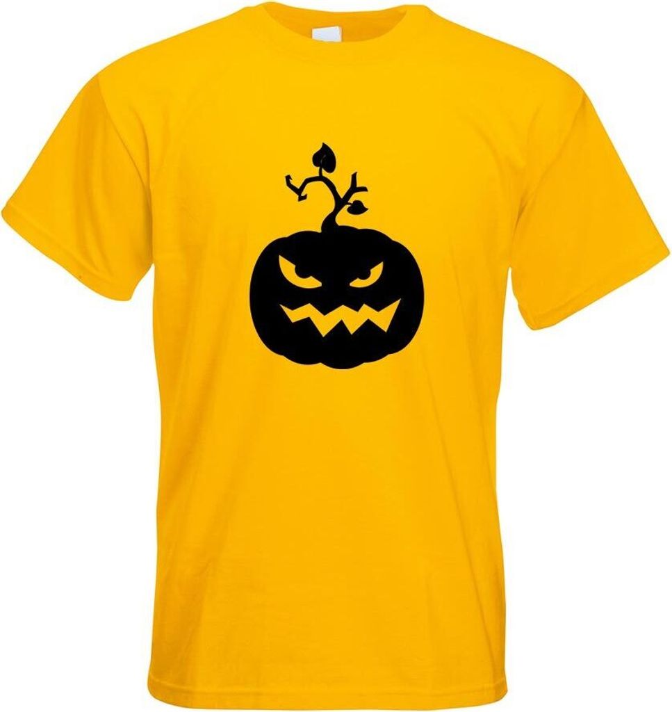 Kiwistar - T-Shirt - gelb - Evil Pumpkin fies Horror Kürbis Motiv Bedruckt Funshirt Design Print - mit Motiv Bedruckt - Funshirt Design - Sport - ...