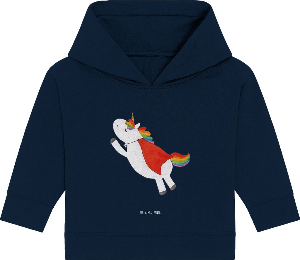 Mr. & Mrs. Panda Organic Baby Hoodie Einhorn Geburtstag 24. - 36. Monat - French Navy - Geschenk, Kapuzensweatshirt, Einhörner, Kapuzenshirt, Unic...