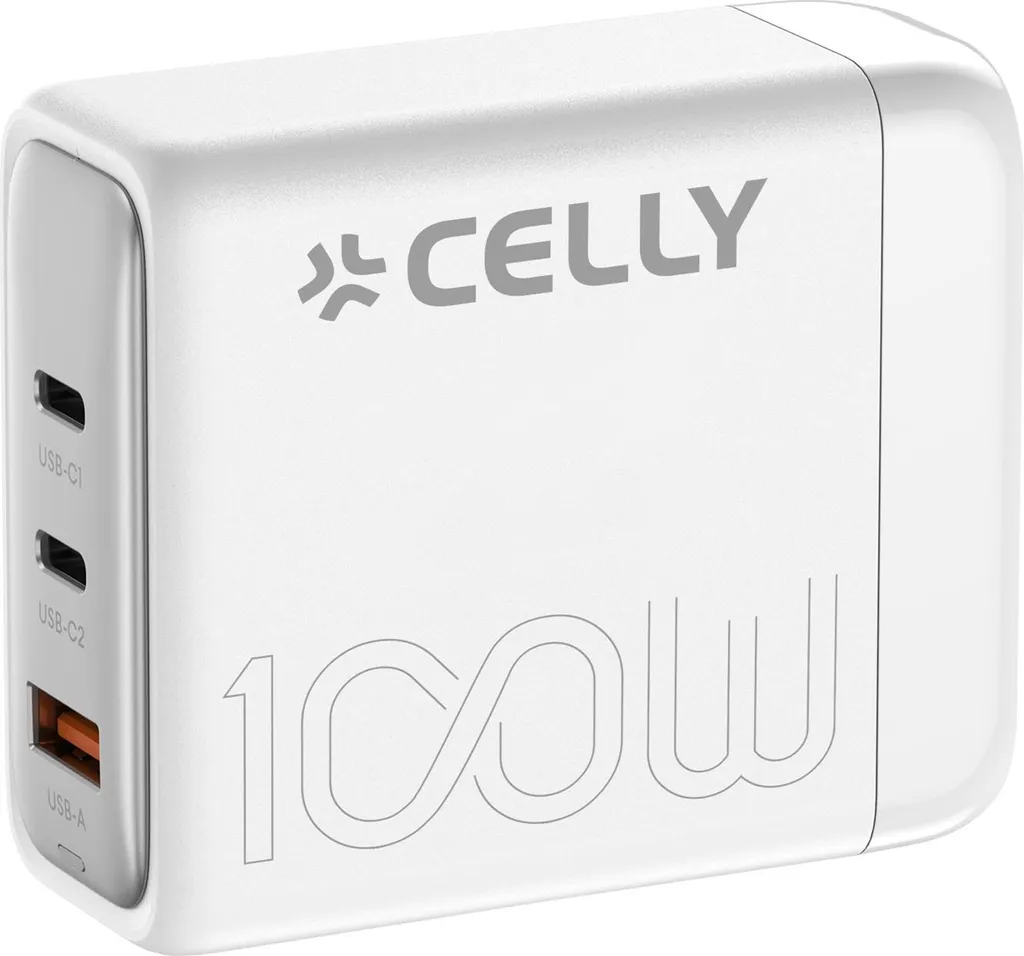 Centrale Électrique 1 USB-A et 2 USB-C PD 100W GaN Blanc Chargeur Rapide