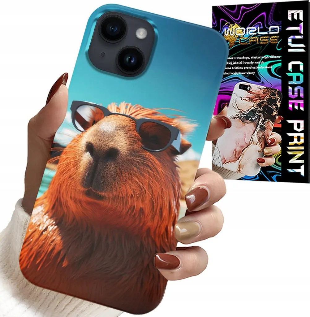 Cover Capybara iPhone 14 con Vetro | Custodia Kawaii Anti-Urto 2026