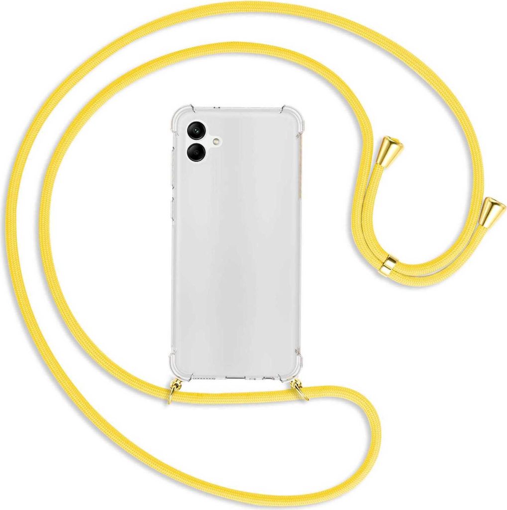 Handykette Backcover-Schutzhülle mit Band (Metall goldfarben) für Samsung Galaxy A04 4G (6.5'') - gelb