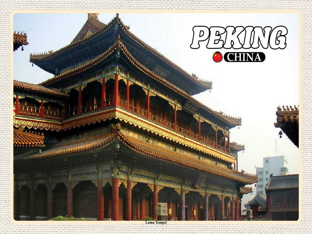 vianmo Holzschild 30x40 cm Peking China Lama Tempel Bildmotiv Reisemotiv Abenteuer Reisen