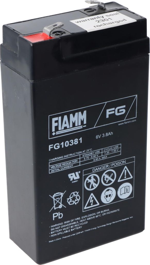 A black battery with labels and text.