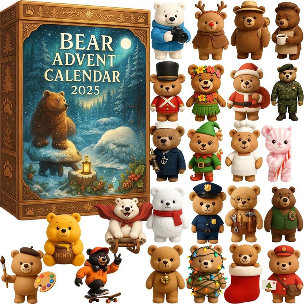 Bären-Adventskalender 2025, 24 Acryl-Bären-Ornamente, 24 Tage Countdown bis Weihnachten, Hängende Dekoration, Sammlerstück, Weihnachtsgeschenk ...