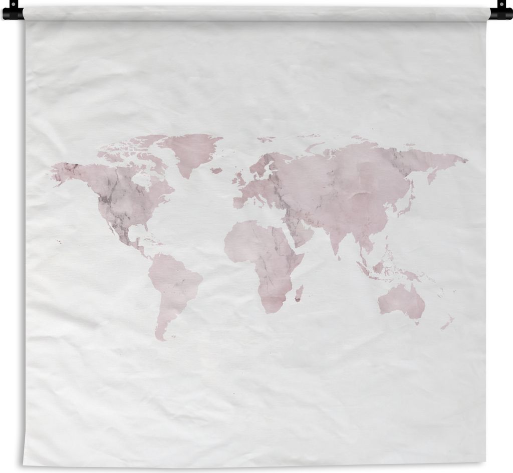 MuchoWow Wandteppich Wandbehang Weltkarte - Marmor - Rosa 150x150 cm Tapisserie Dekoration Wandtuch - Wohnaccessoires - Modernes