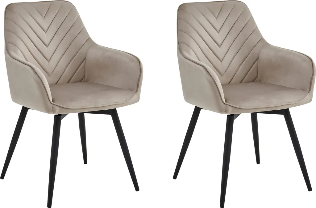 Lot de 2 Chaises de Salle à Manger Pivotantes en Velours Beige Foncé