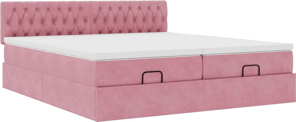 Ottoman-Bett mit Matratzen Rosa 180x200 cm Samt
